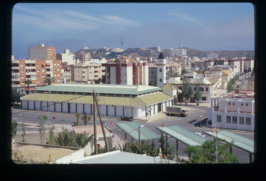 Panorámicas de la plaza de abastos del Puerto de Mazarrón y alrededores desde la Torre de Santa Isabel