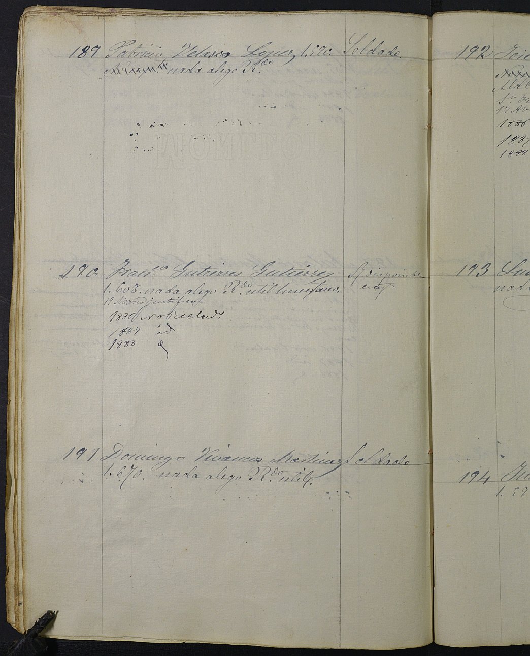 Relación de individuos declarados soldados e ingresados en Caja del Ayuntamiento de La Unión de 1885.
