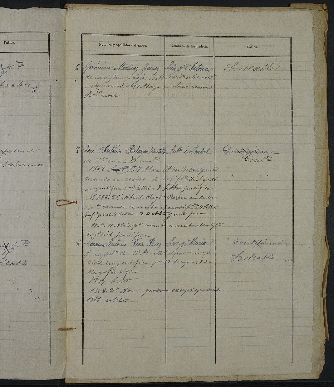 Relación de individuos declarados soldados e ingresados en Caja del Ayuntamiento de Campos del Río de 1886.