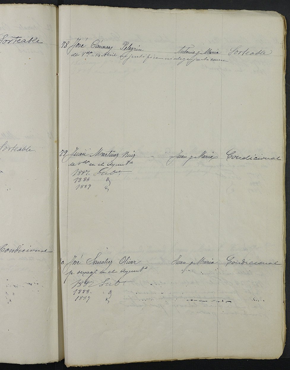 Relación de individuos declarados soldados e ingresados en Caja de la Sección 4ª del Ayuntamiento de Lorca de 1886.