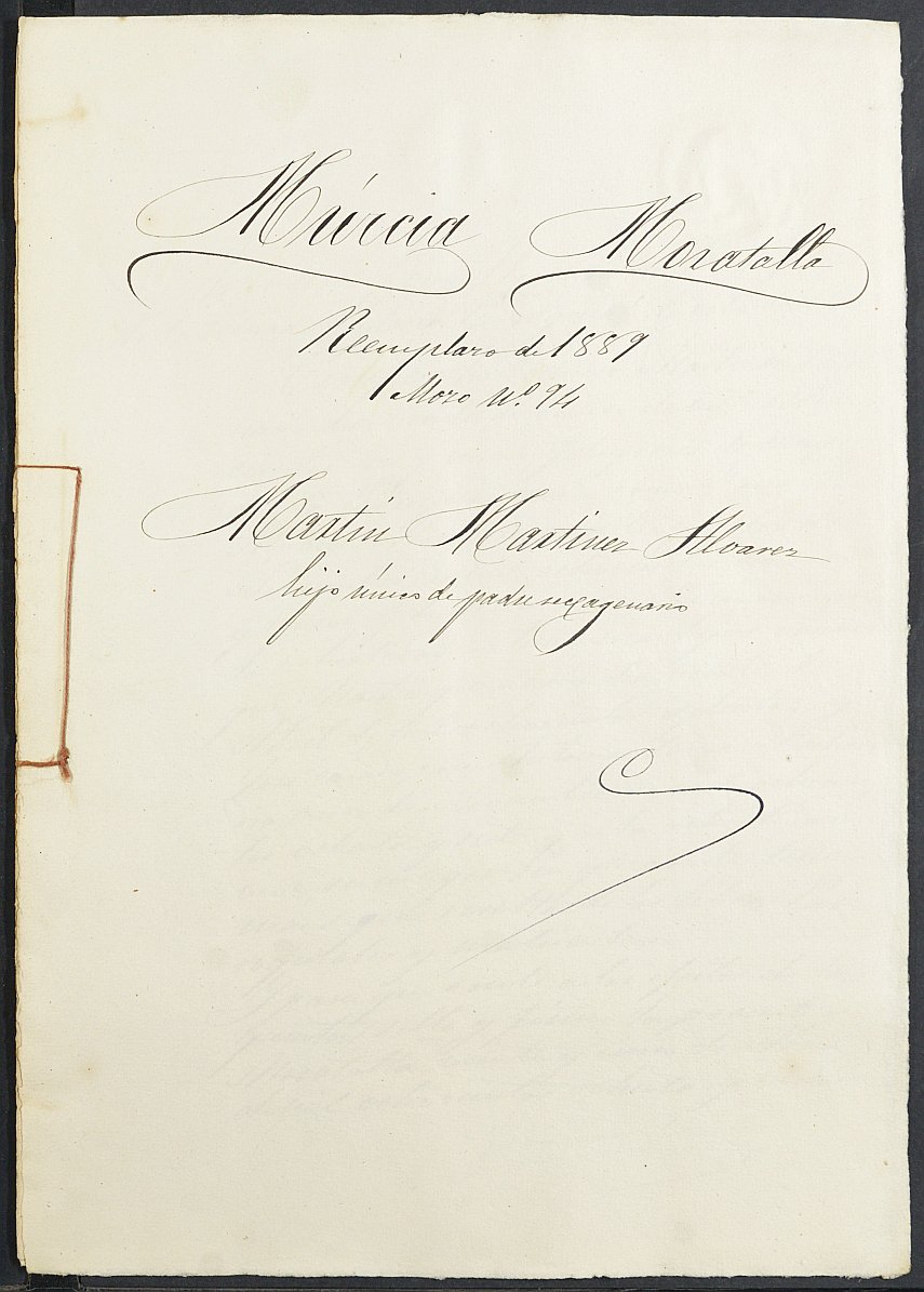 Expediente justificativo de la excepción del servicio militar de Andrés Navarro Sánchez, mozo del reemplazo de 1889 de Moratalla.