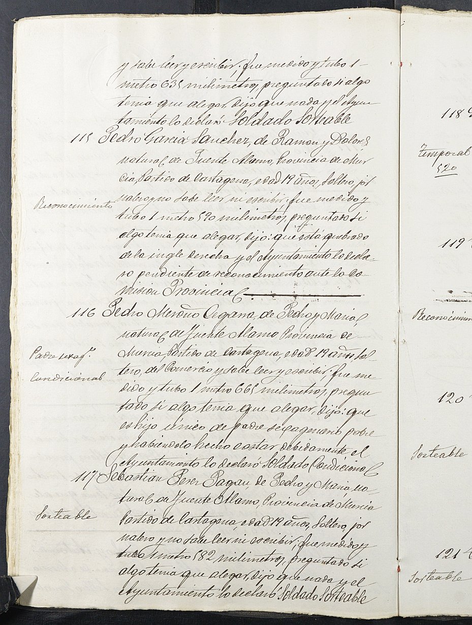 Copia certificada del expediente general de Quintas del Ayuntamiento de Fuente Álamo del reemplazo 1891.