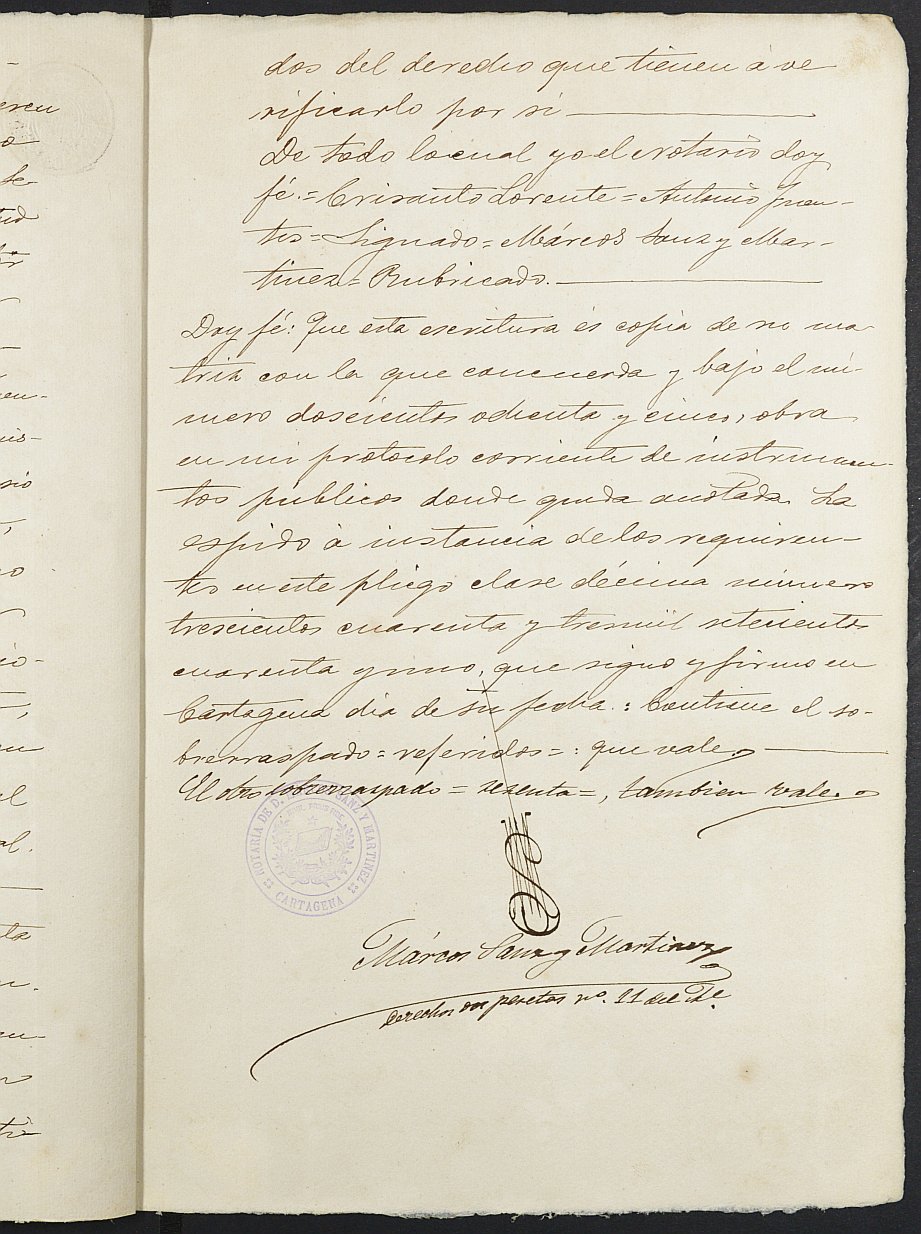 Expediente justificativo de la excepción del servicio militar de Nicasio Manzanares Sánchez, mozo del reemplazo de 1892 de Cartagena.