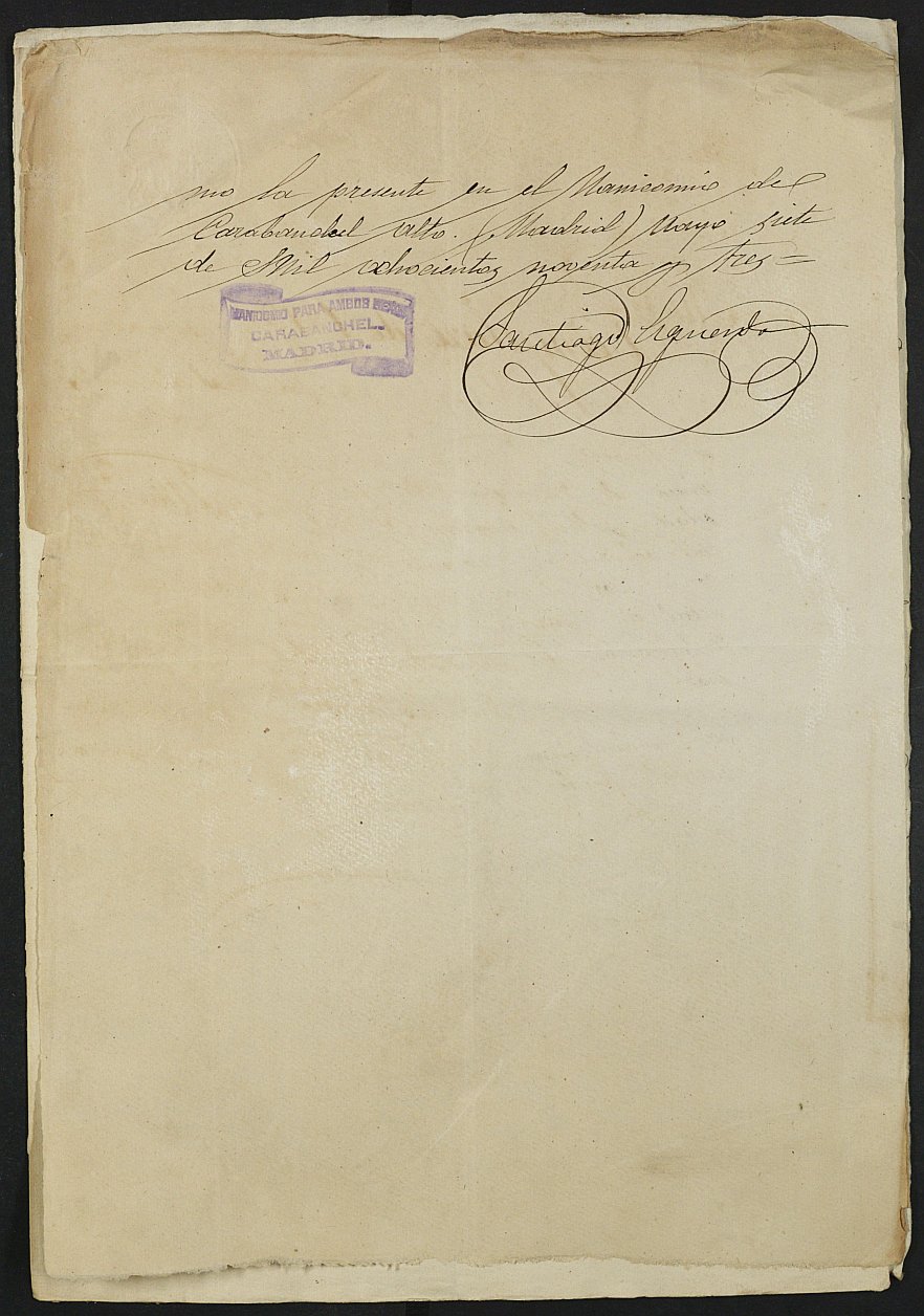 Certificados médicos de José Rosas Ureña para la excepción del servicio militar, mozo del reemplazo de 1893 de Cartagena.