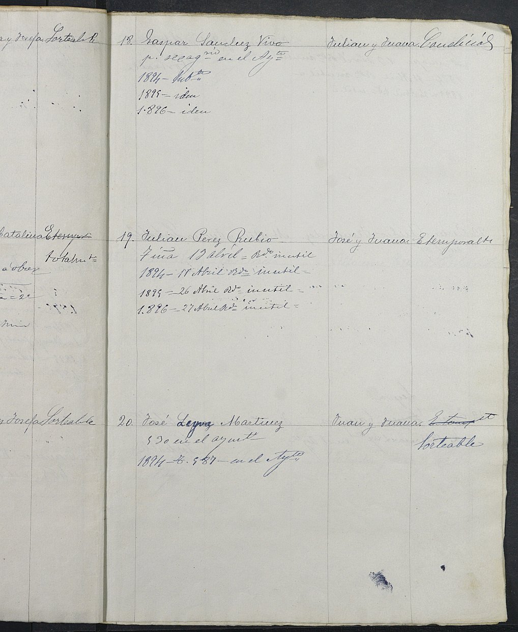 Relación de individuos declarados soldados e ingresados en Caja del Ayuntamiento de Pliego de 1893.