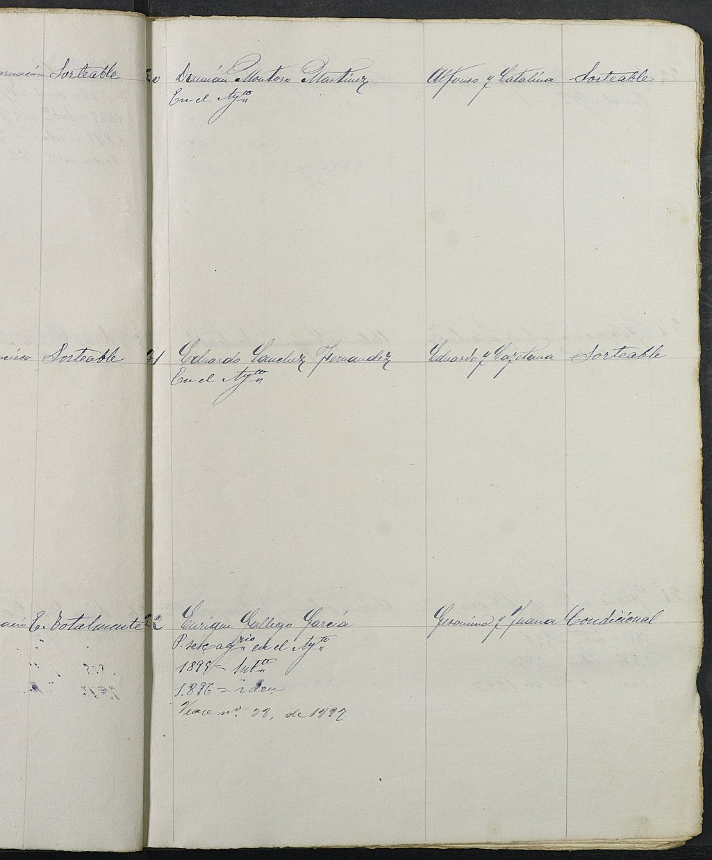 Relación de individuos declarados soldados e ingresados en Caja de la Sección 4ª del Ayuntamiento de Cartagena de 1894.