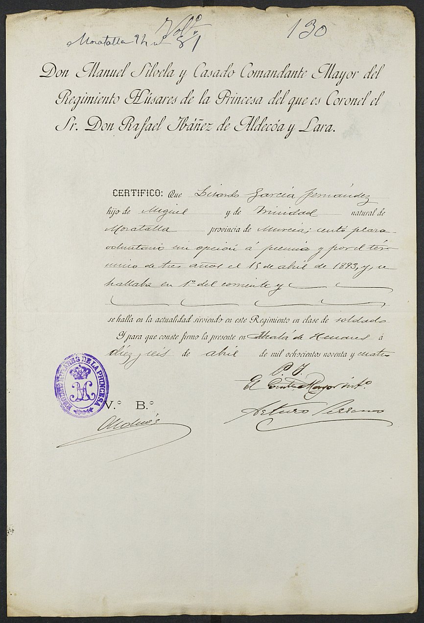 Expediente General de Reclutamiento y Reemplazo de Moratalla. Año 1894.