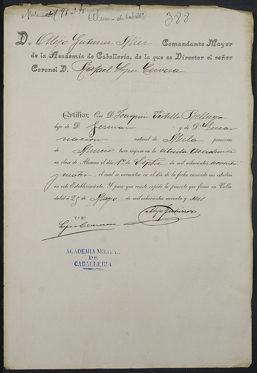 Expediente General de Reclutamiento y Reemplazo de Mula. Año 1895.