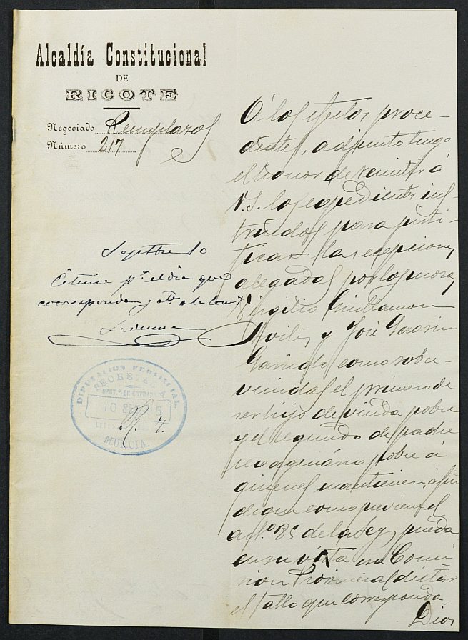 Expediente General de Reclutamiento y Reemplazo de Ricote. Año 1895.