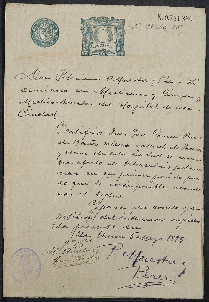 Expediente General de Reclutamiento y Reemplazo de La Unión. Año 1895.
