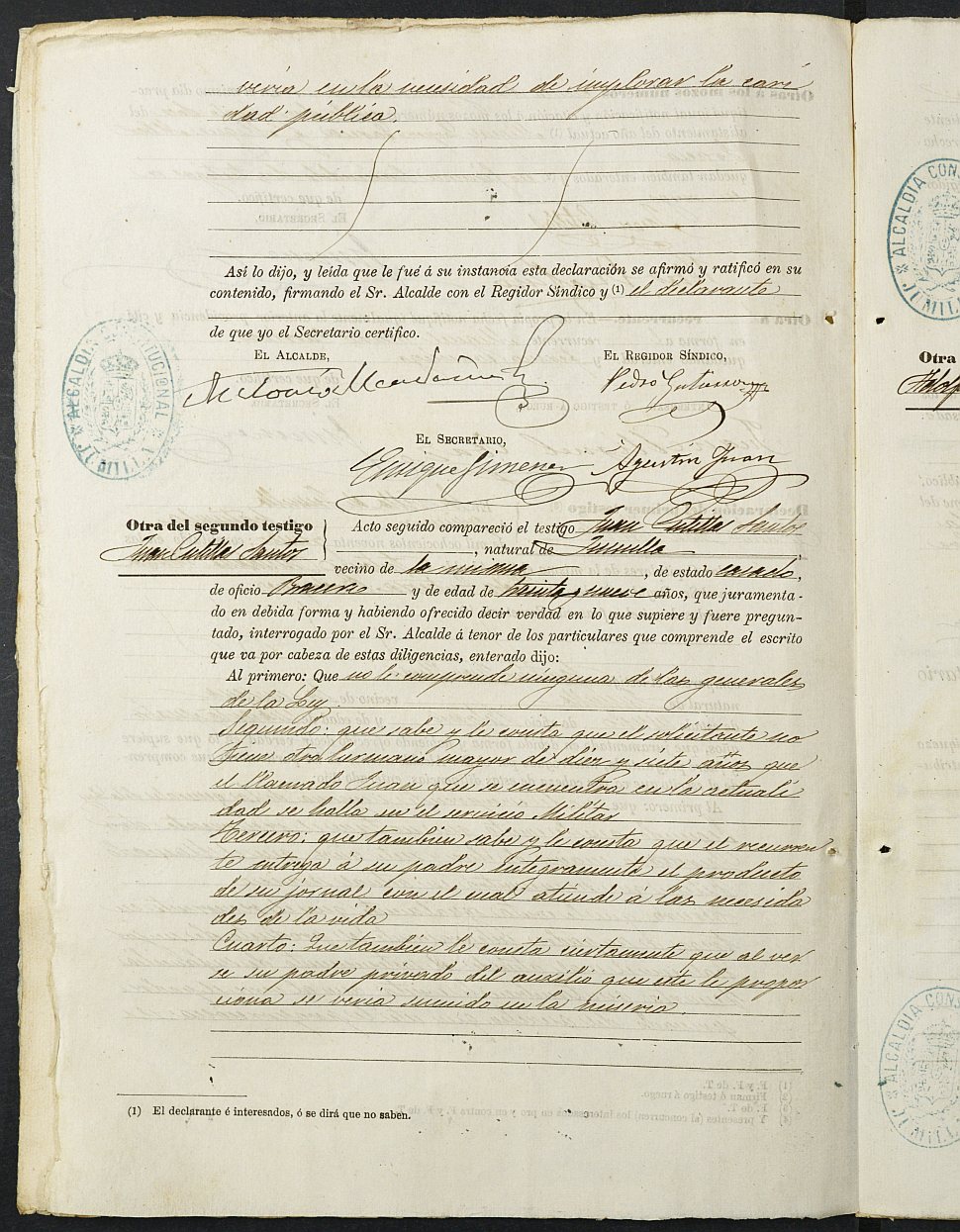Expediente justificativo de la excepción del servicio militar de Miguel Otazo Carrión, mozo del reemplazo de 1895 de Jumilla.