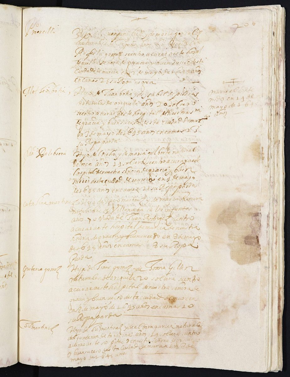 Registro de entrada de enfermos del Hospital. (Hombres y Mujeres). Años 1638-1648.