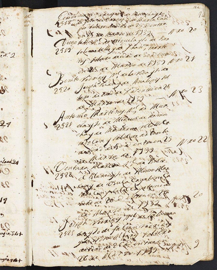 Registro de entrada de enfermos del Hospital. (Hombres y Militares). Años 1738-1743.