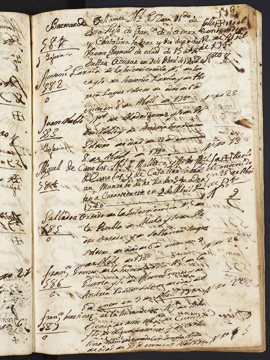 Registro de entrada de enfermos del Hospital. (Hombres y Militares). Años 1738-1743.