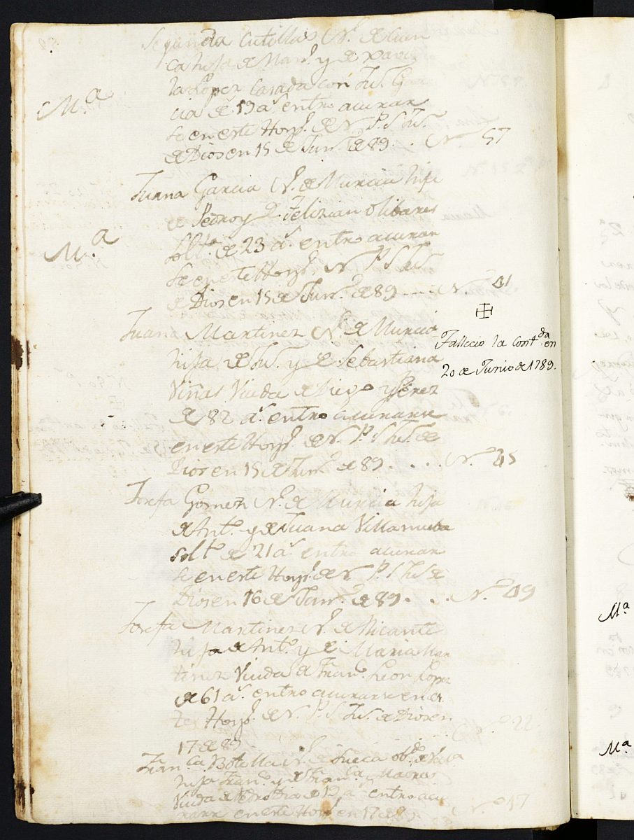 Registro de entrada de enfermos del Hospital. (Mujeres). Años 1788-1794.