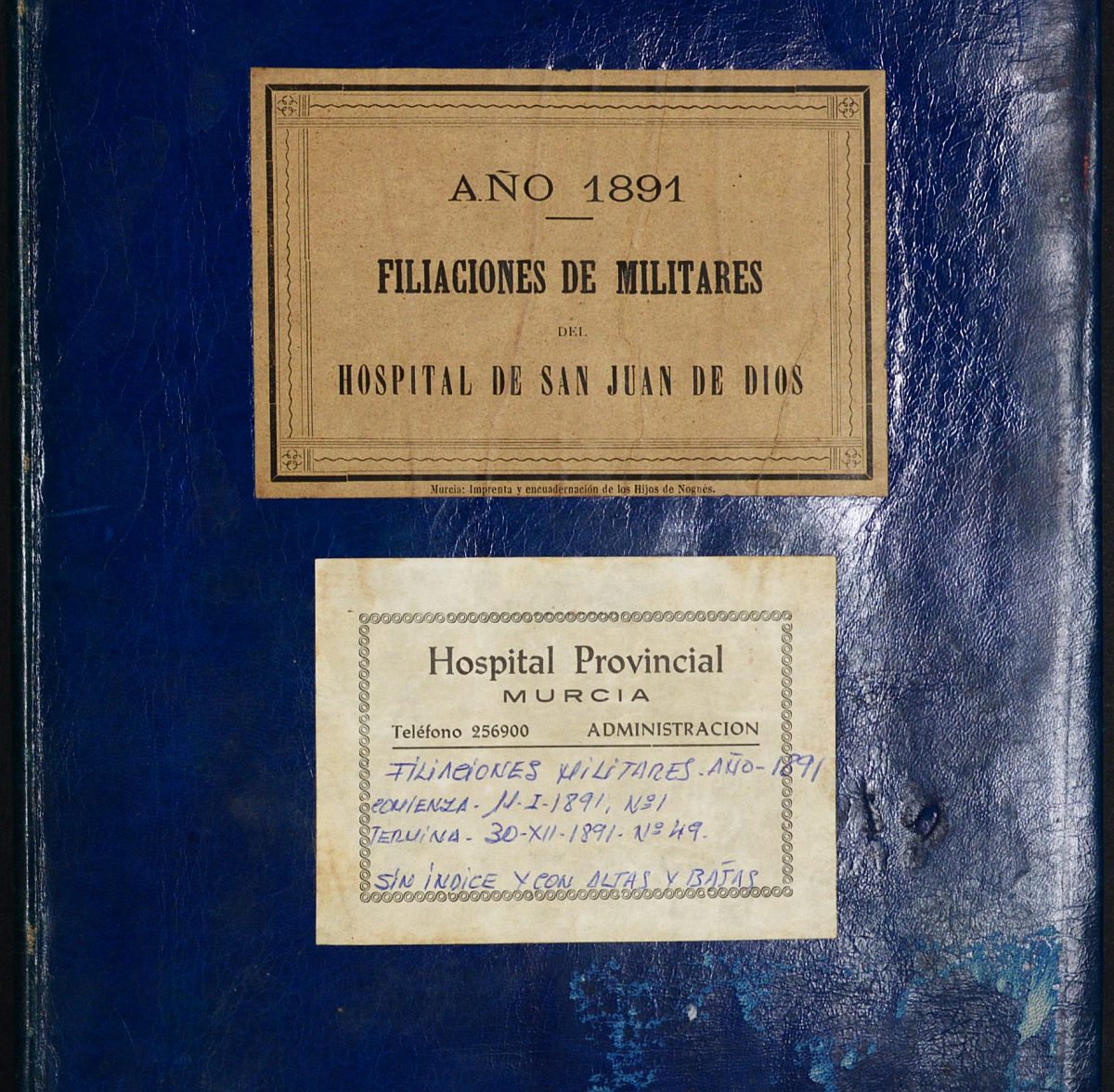 Registro de entrada y salida de enfermos del Hospital. (Militares). Año 1891, enero-diciembre