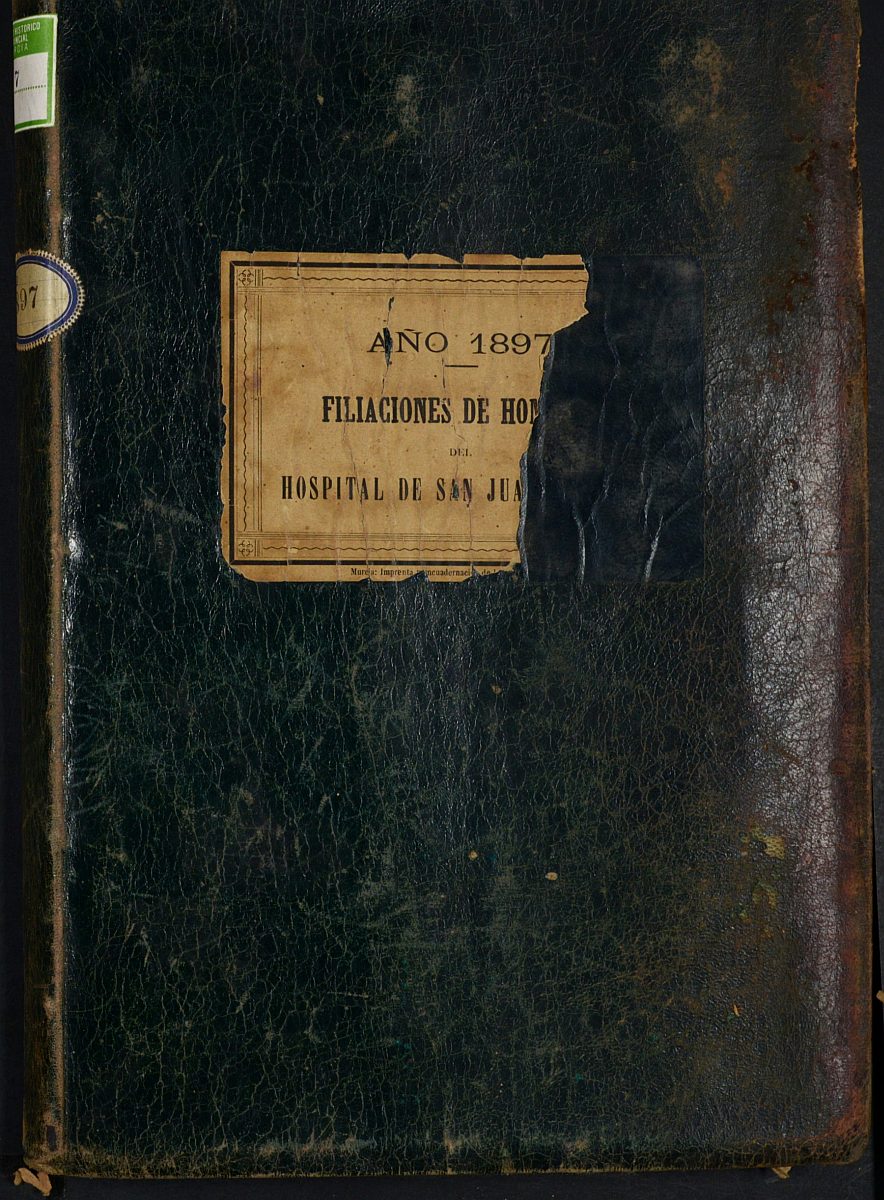 Registro de entrada y salida de enfermos del Hospital. (Hombres). Año 1897, enero-diciembre.