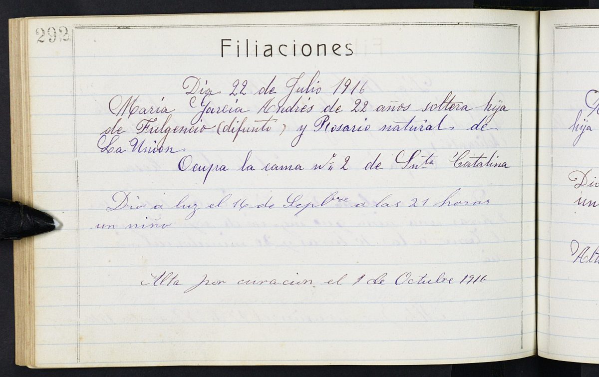 Registro de nacimientos del Hospital. Años 1912, junio-1919, octubre.