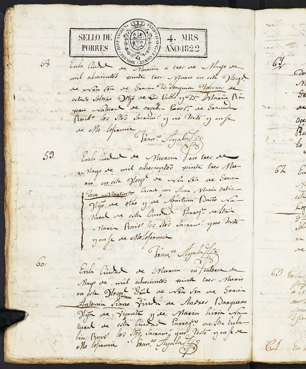 Registro de defunciones del Hospital. Años 1820-1826.