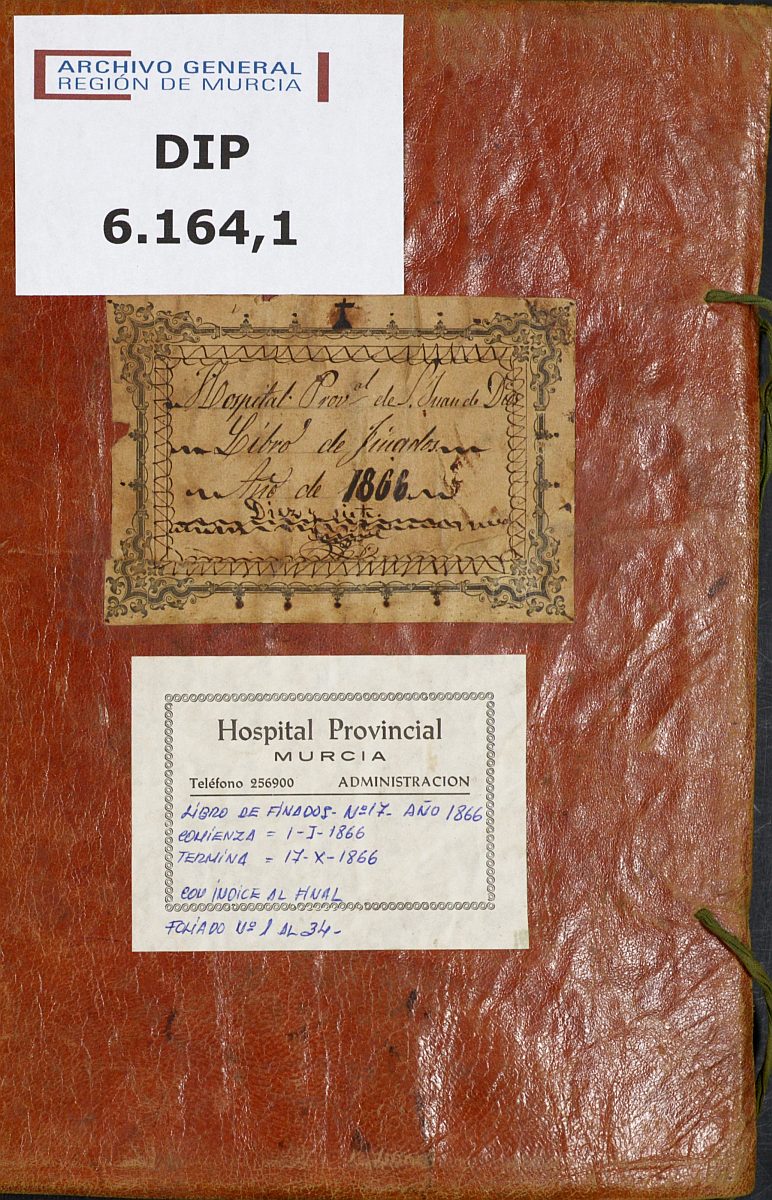 Registro de defunciones del Hospital. Año 1866.