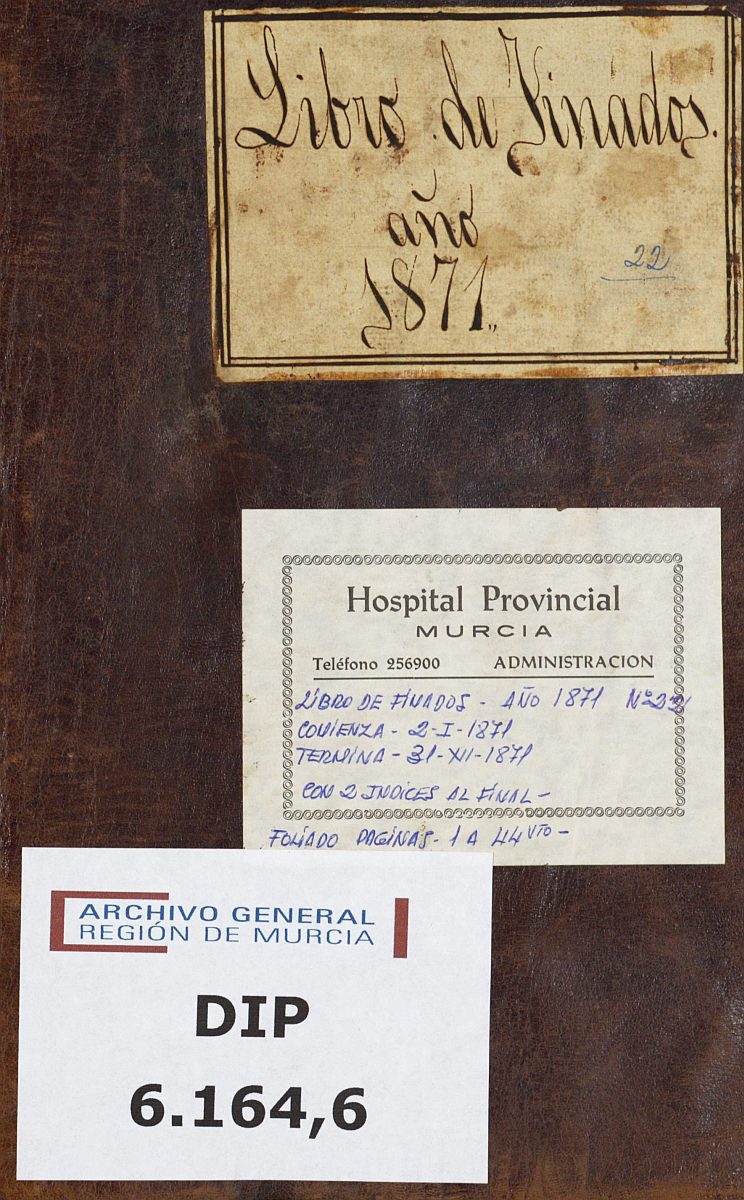 Registro de defunciones del Hospital. Año 1871.