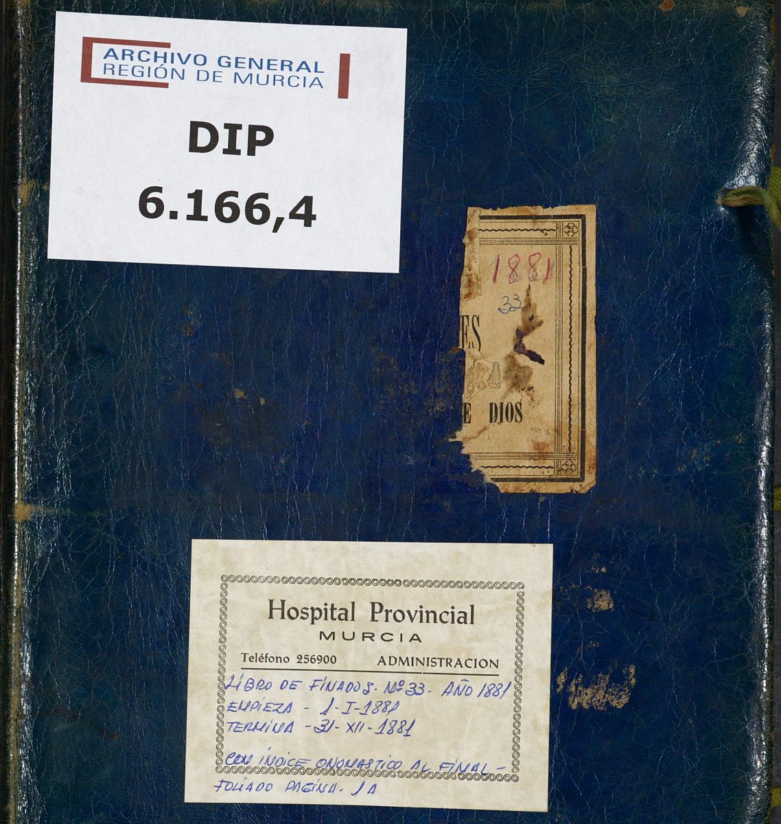 Registro de defunciones del Hospital. Año 1881.