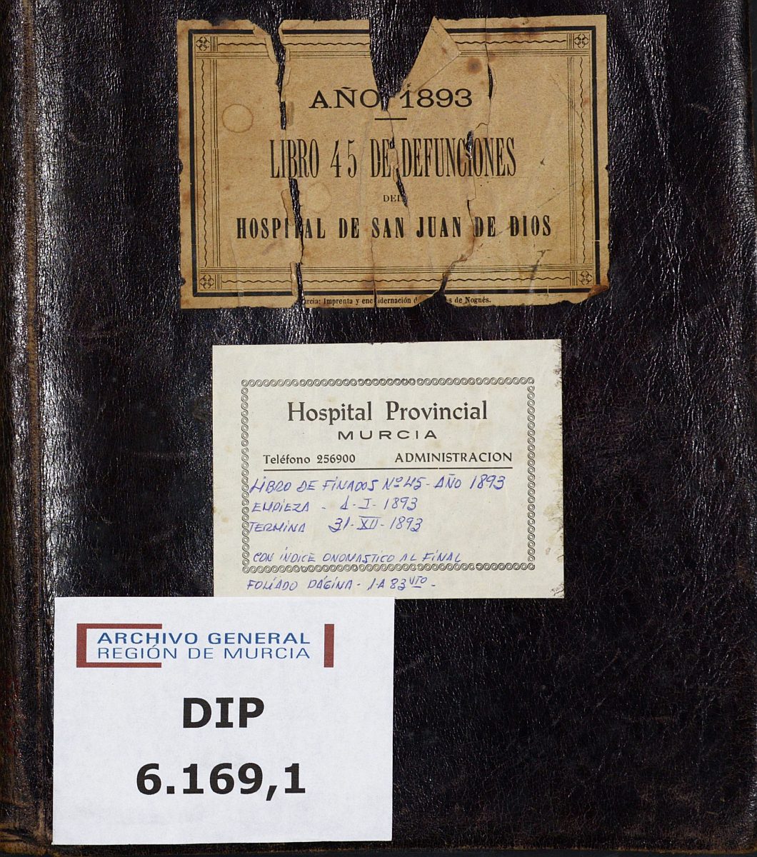 Registro de defunciones del Hospital. Año 1893.