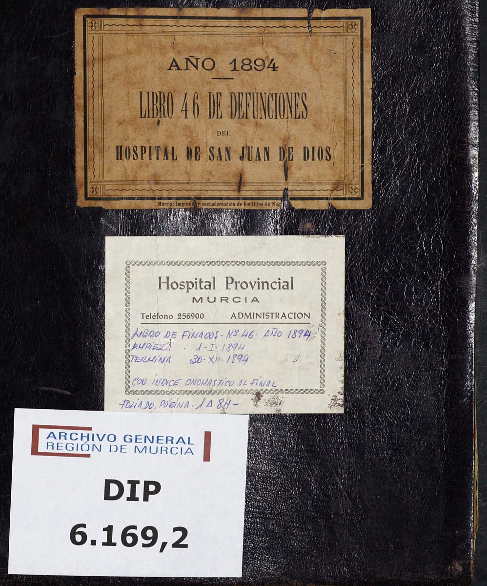 Registro de defunciones del Hospital. Año 1894.