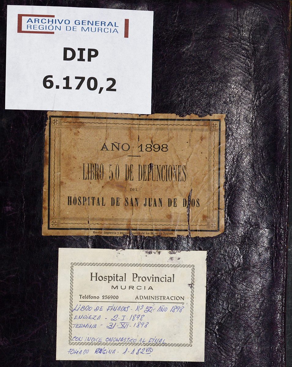 Registro de defunciones del Hospital. Año 1898.