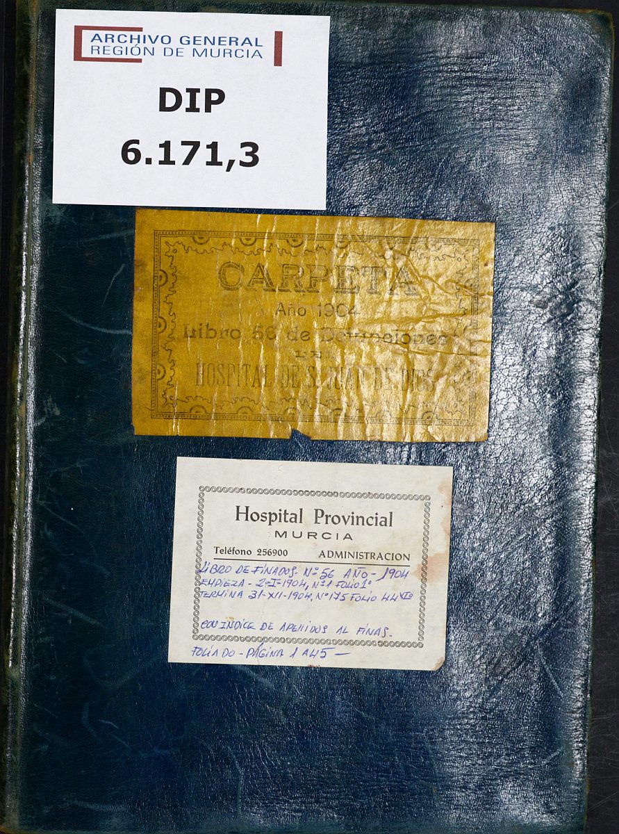 Registro de defunciones del Hospital. Año 1904.