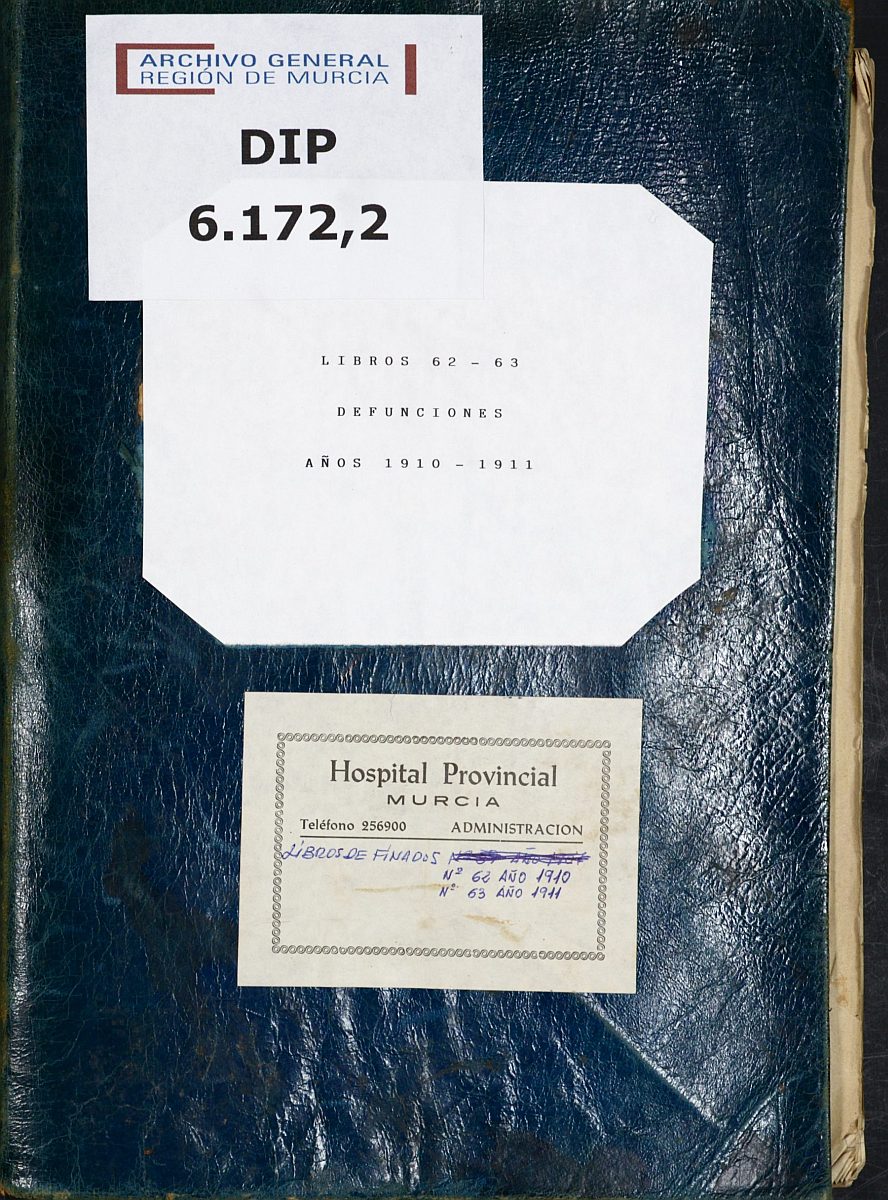 Registro de defunciones del Hospital. Años 1910-1911.