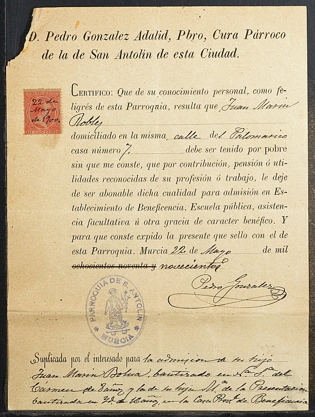Expediente de solicitud de ingreso en la Casa de Misericordia de Juan y María Martín Boluda de 8 y 16 años respectivamente.