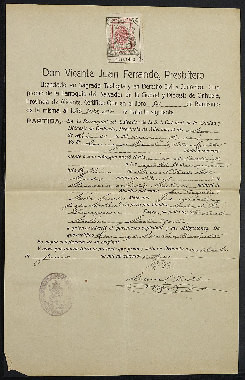 Expediente de solicitud de ingreso en la Casa de Misericordia de María Concepción Carrilero Nicolás, de 19 años.