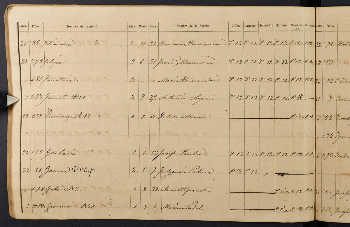 Registro de entrada, movimiento y salida de niños de la Casa Provincial de Expósitos y Maternidad. Primer semestre del año económico de 1867-1868