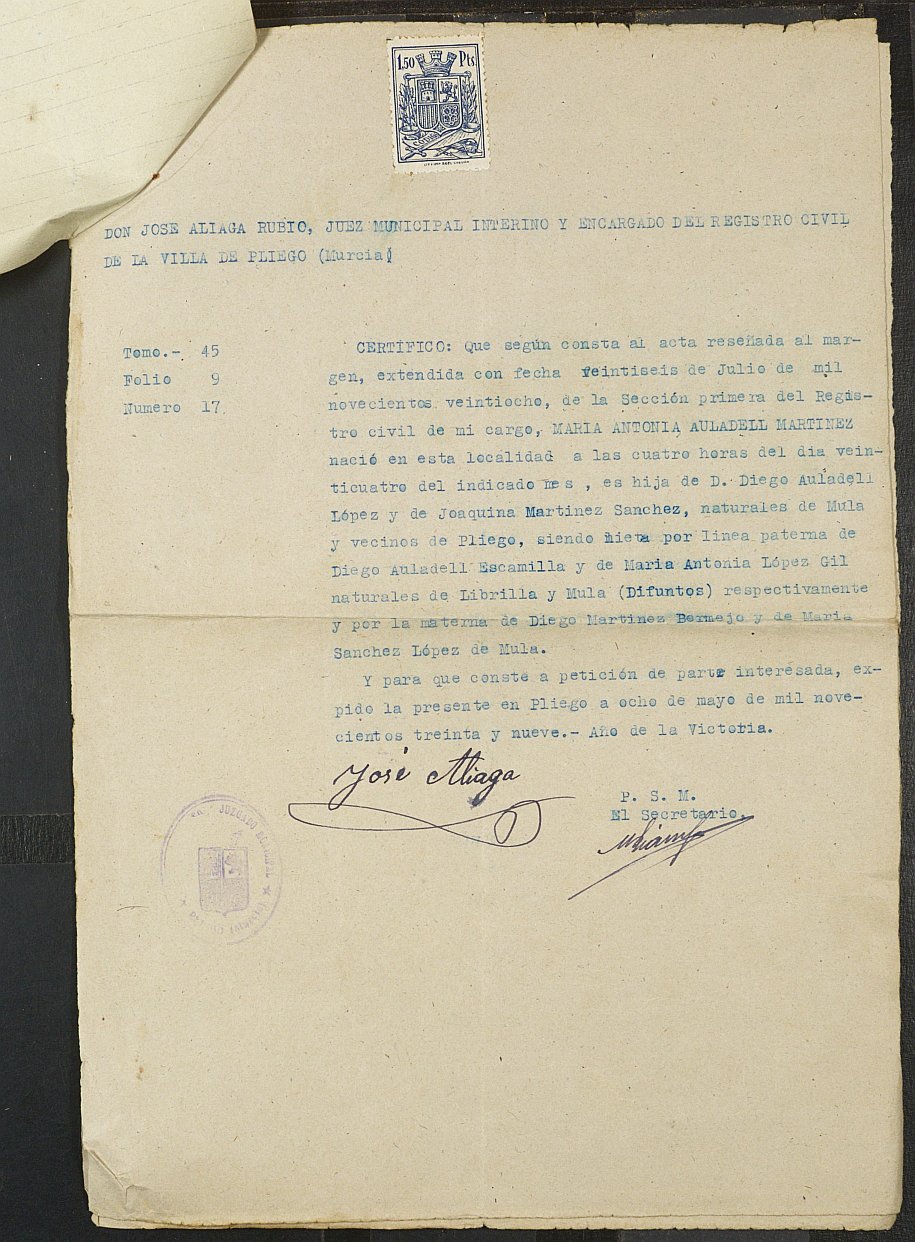 Expediente de solicitud de ingreso en la Casa Provincial del Niño de María Antonia y Joaquina Auladell Martínez, de 10 y 8 años respectivamente.