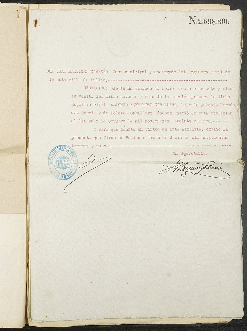 Expediente de solicitud de ingreso en la Casa Provincial del Niño de José, Joaquín y Alfonso Fernández Caballero, de 10, 6 y 4 años respectivamente.