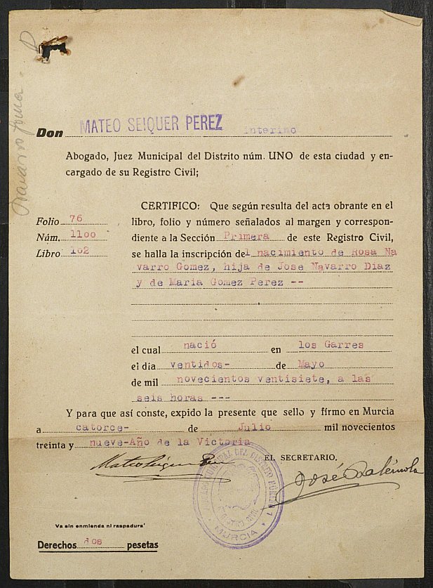 Expediente de solicitud de ingreso en la Casa Provincial del Niño de Rosa y Francisca Navarro Gómez, de 12 y 7 años, respectivamamente.