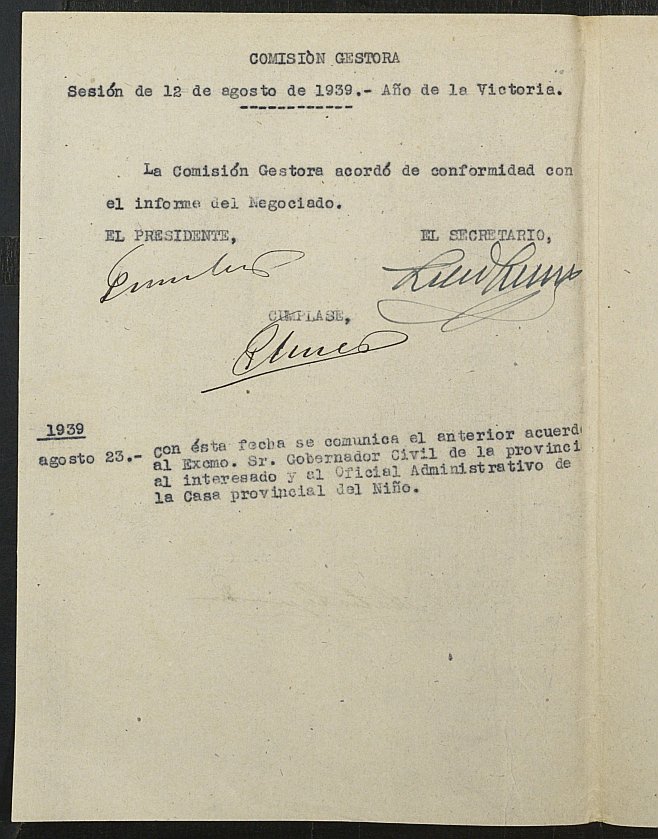Expediente de solicitud de ingreso en la Casa Provincial del Niño de Josefa Ortuño Sánchez.