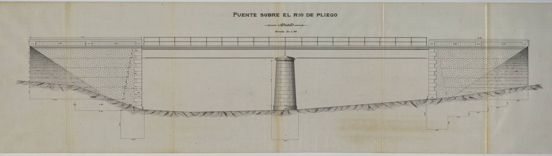 Puente sobre el río de Pliego: alzado / Antonio Bañón Pascual, ingeniero.