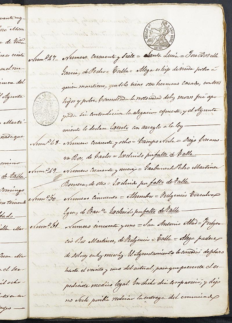 Expediente General de Reclutamiento y Reemplazo de Cartagena. Año 1856.