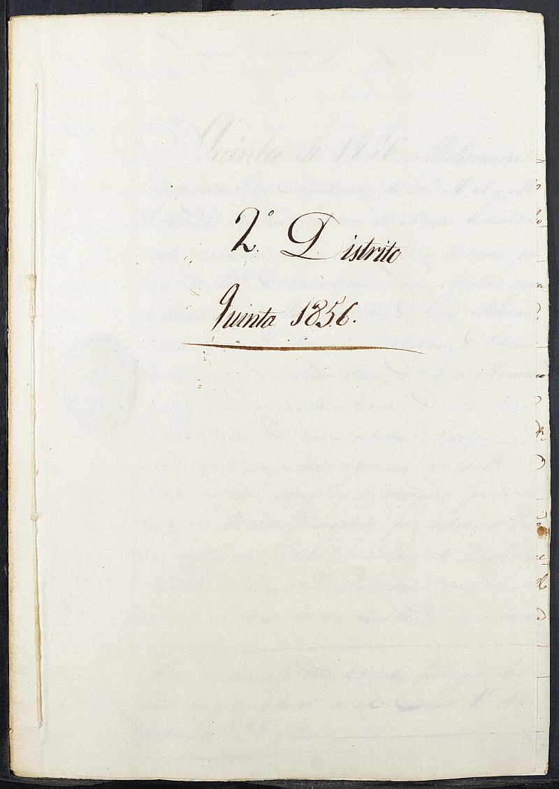 Copia certificada del acta de alistamiento, rectificación y sorteo de los mozos para el Ejército del Segundo Distrito del Ayuntamiento de Lorca del reemplazo de 1856.
