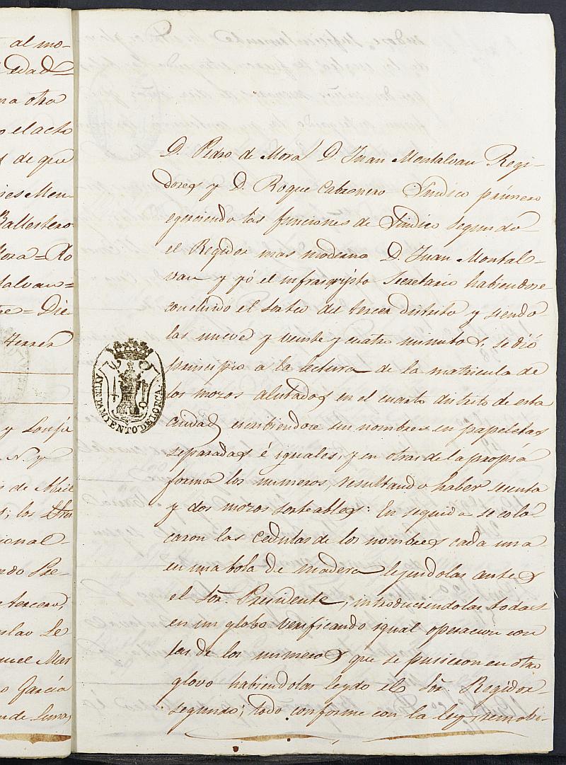 Expediente General de Reclutamiento y Reemplazo de Lorca. Año 1856.