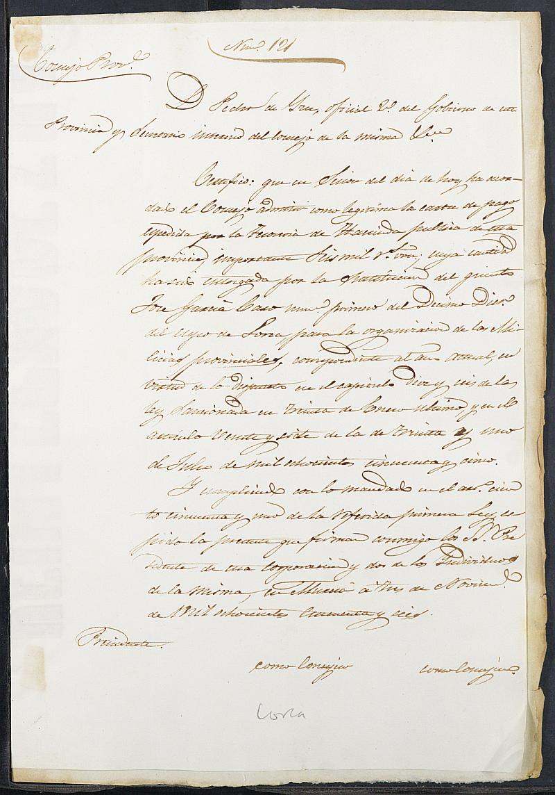 Certificados de las cartas de pago de la sustitución para las Milicias Provinciales del reemplazo de 1856 de Librilla.