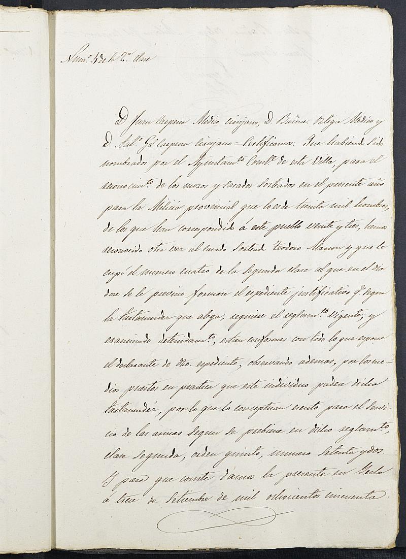 Expediente General de Reclutamiento y Reemplazo de Yecla. Año 1856.