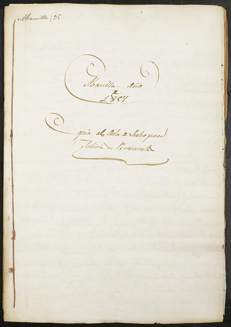 Copia certificada del acta del sorteo para las Milicias Provinciales del Ayuntamiento de Abanilla del reemplazo de 1857.