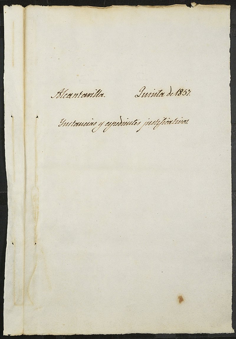 Expedientes justificativos de las excepciones del servicio militar del Ayuntamiento de Alcantarilla del reemplazo de 1857.