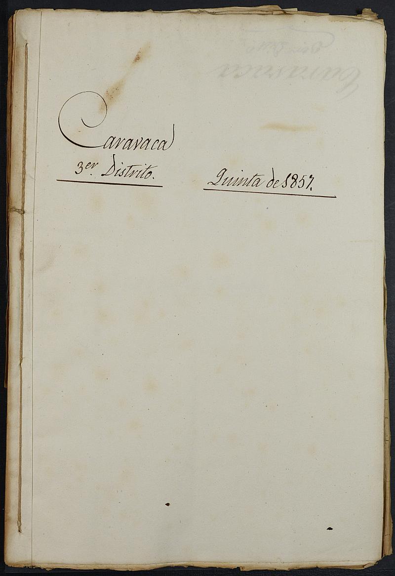 Copia certificada del expediente general de Quintas del 3º Distrito del Ayuntamiento de Caravaca de la Cruz del reemplazo de 1857.