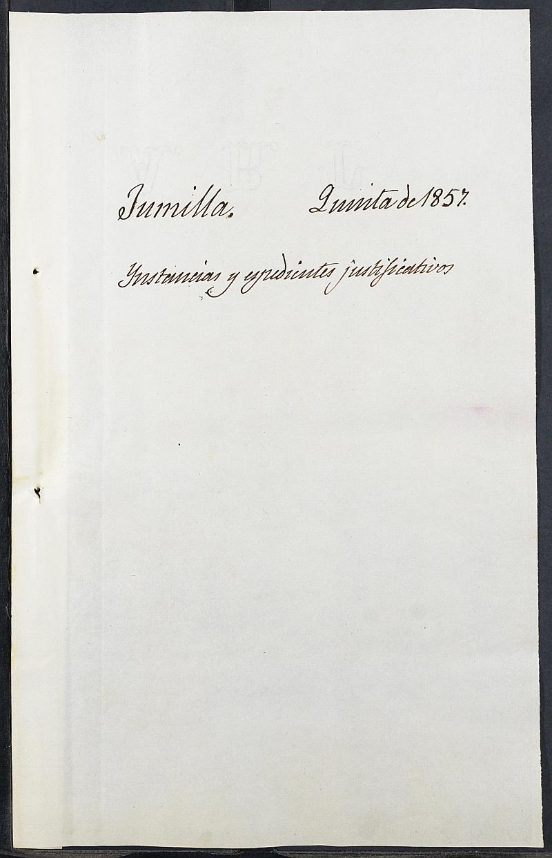 Expedientes justificativos de las excepciones del servicio militar del Ayuntamiento de Jumilla del reemplazo de1857.