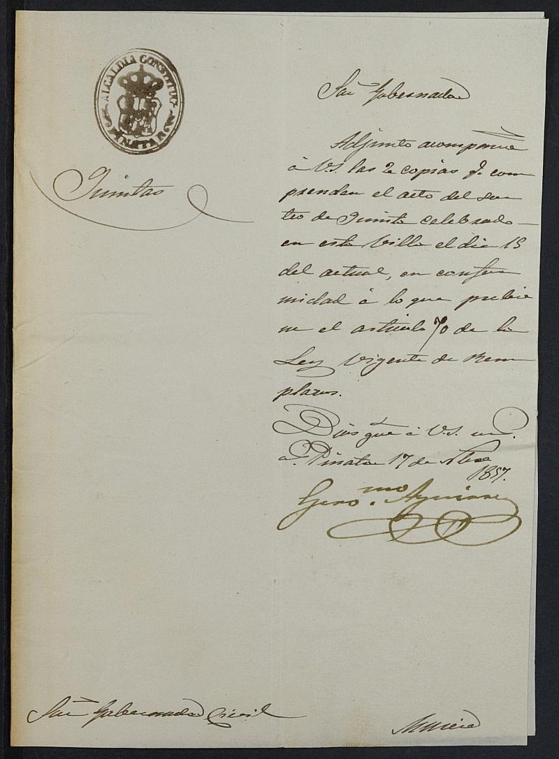 Expediente General de Reclutamiento y Reemplazo de San Pedro del Pinatar. Año 1857.