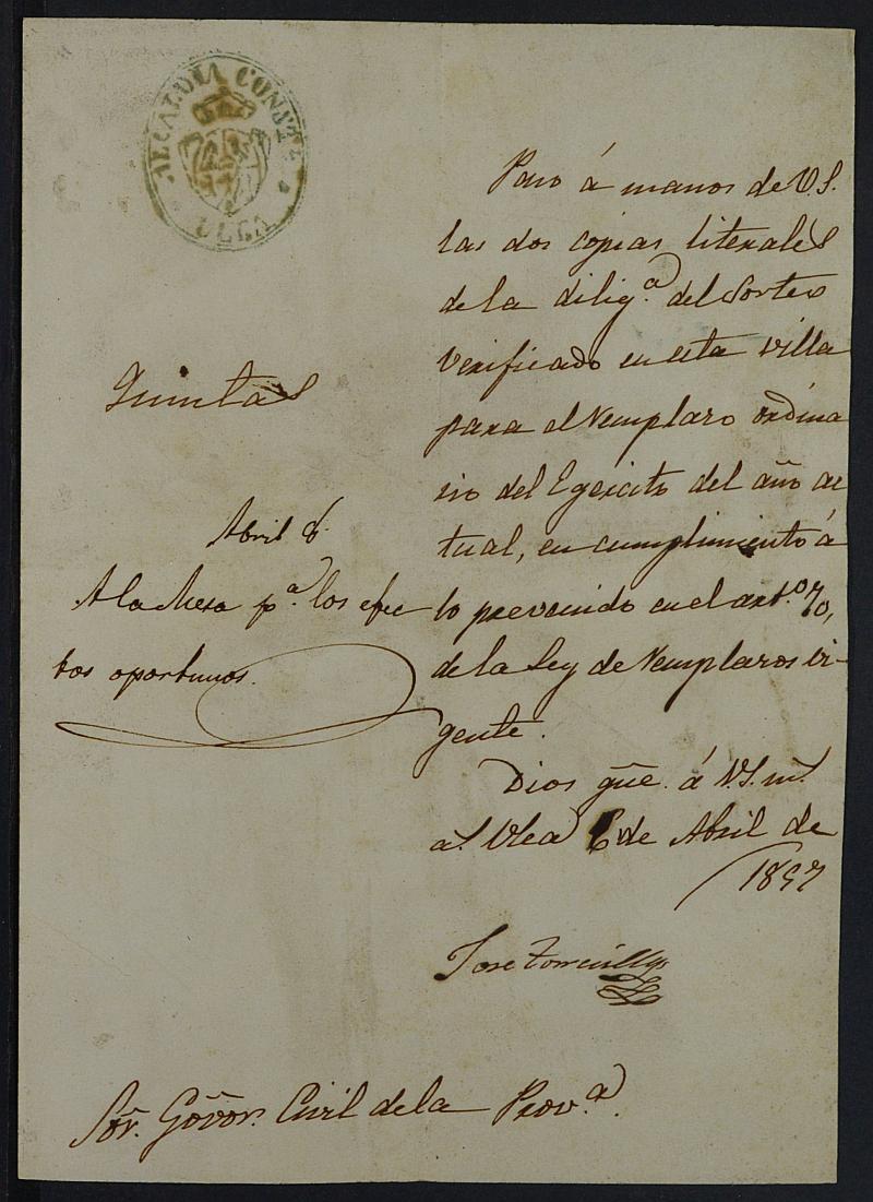 Expediente General de Reclutamiento y Reemplazo de Ulea. Año 1857.